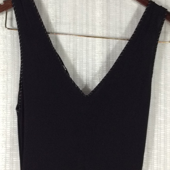 Deep V Black Sleeveless MIDI Dress-Size Medium - Picture 5 of 11